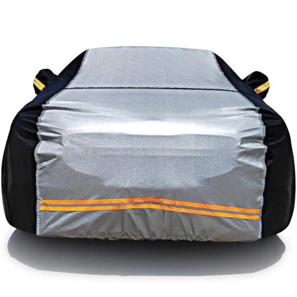 6 Layers Car Cover for Automobiles All Weather Waterproof, Outdoor Full Exterior Cover Rain Sun UV Snowproof Protection with Zipper Cotton, Mirror