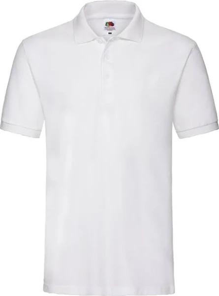 Fruit of The Loom Mens Premium Pique Polo Shirt White S Cotton Mens Polo Shirt