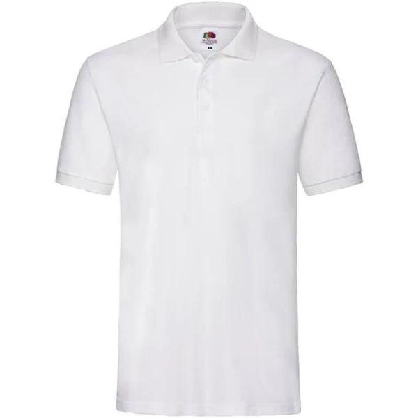 Men's Premium 100% Cotton Polo Shirt White - Fruit of The Loom SC385 - Size 2XL