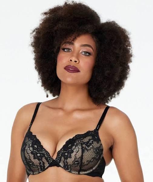 Pleasure State My Fit FMO Lace Push-up Plunge Bra Black