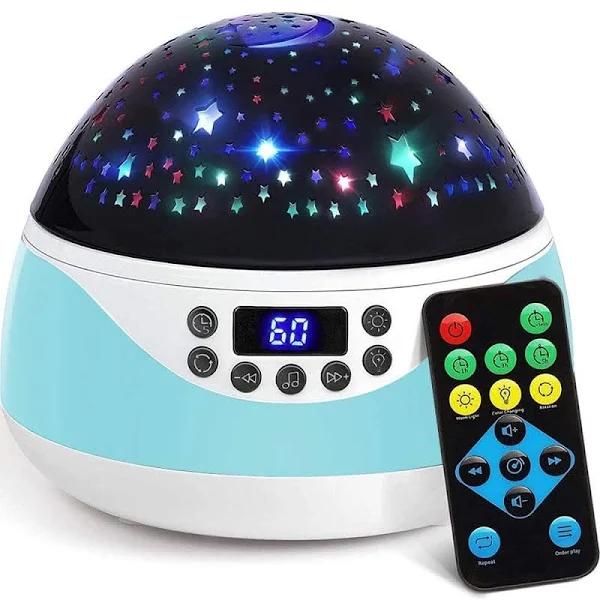 Vibe Geeks USB Plugged-in Battery Powered Rotating Projector Night Light with Music