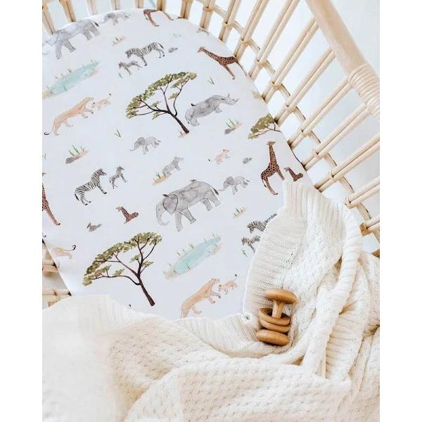 Snuggle Hunny Bassinet Sheet & Change Pad Cover - Safari