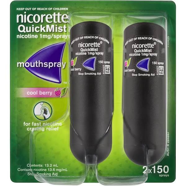 Nicorette QuickMist Mouth Spray 2 x 150 Sprays – Cool Berry