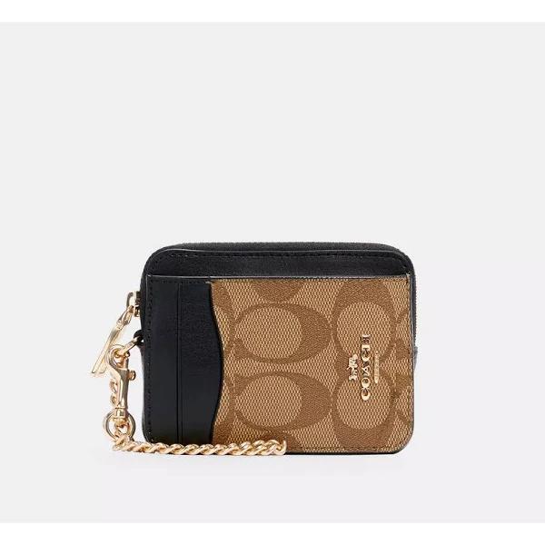 Coach Outlet Zip Card Case in Blocked Signature Canvas