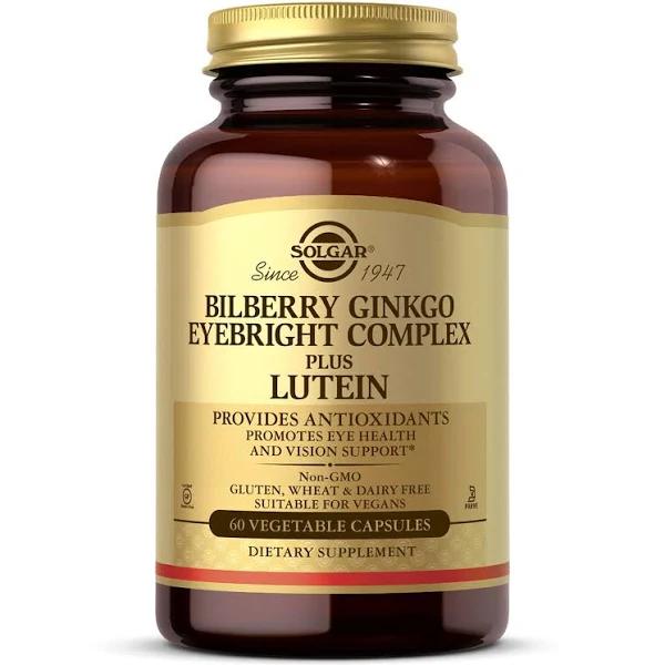 Solgar Bilberry Ginkgo Eyebright Complex Plus Lutein - 60 Vegetable Capsules