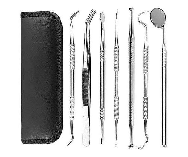 7pcs Stainless Dental Tool Set Kit Dentist Teeth Clean Hygiene Mirror Oral Care