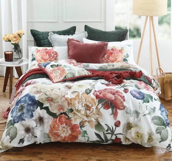 mm Linen Blooming Quilt Cover Set Range Multi - Super King / Multi