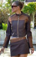 Lioness Nueve Colorblock Faux Leather Biker Jacket Chocolate