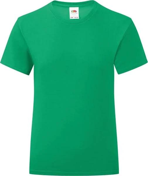 Fruit of The Loom Girls Iconic Heather T-Shirt Kelly Green 9-11 Years Combed Ring-Spun Organic Cotton Girls T-Shirt