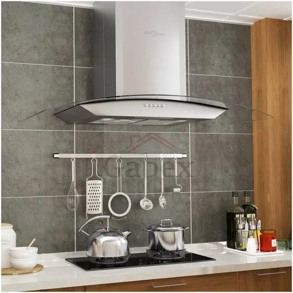 Wall Mounted Range Hood 90 cm Stainless Steel 756 m³/h LED