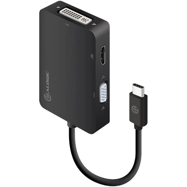 Alogic 3-in-1 USB-C to HDMI DVI VGA Adapter - Male to 3-Female