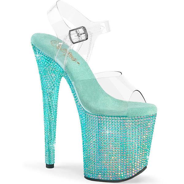 Pleaser BEJEWELED-808RRS Clear/Aqua RS Size 11