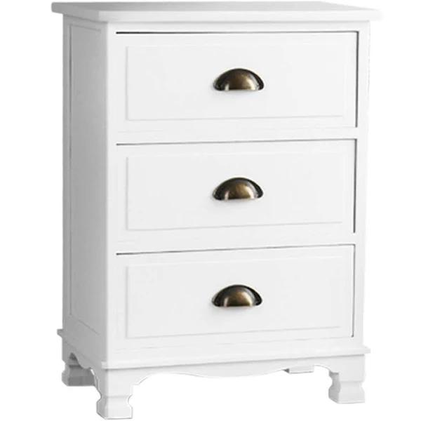 Artiss Vintage Bedside Table Chest Storage Cabinet Nightstand - White