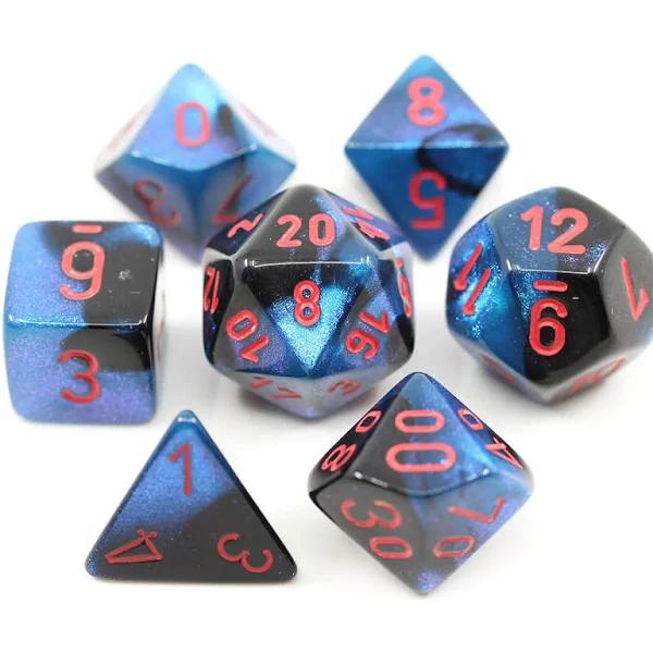 Chessex Gemini Mini 7-Die Set (Black-Starlight/Red)