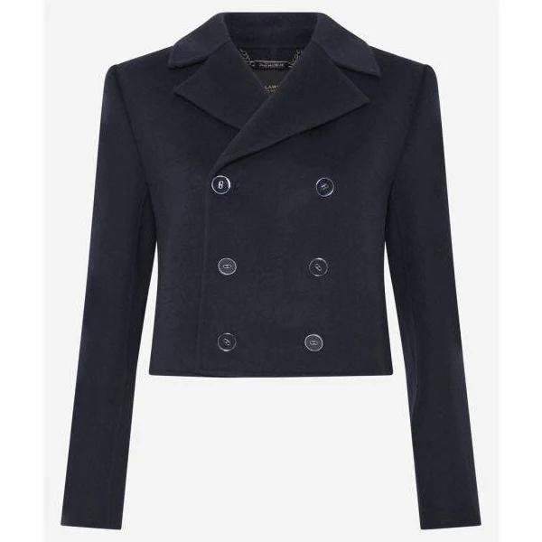 David Lawrence Cassandra Cropped Wool Jacket in Blue, Size 16 AU