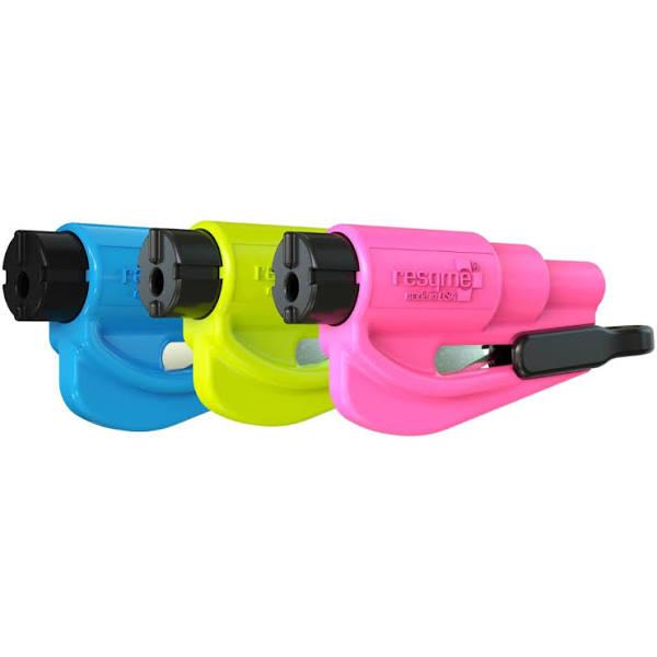 Resqme Pack of 3 The Original Emergency Keychain Car Escape Tool, 2-in-1 Seatbelt Cutter and Window Breaker, Made in USA, Pink, Blue, Yellow -