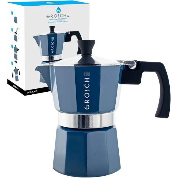 GROSCHE Milano Stovetop Espresso Maker Moka Pot 3 Espresso Cup - 5 oz, Blue -Moka Espresso Coffee Maker Stove Top Coffee Maker Moka Italian Espresso