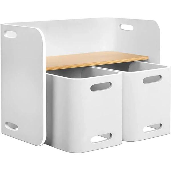 Keezi 3 PC Nordic Kids Table Chair Set White Desk