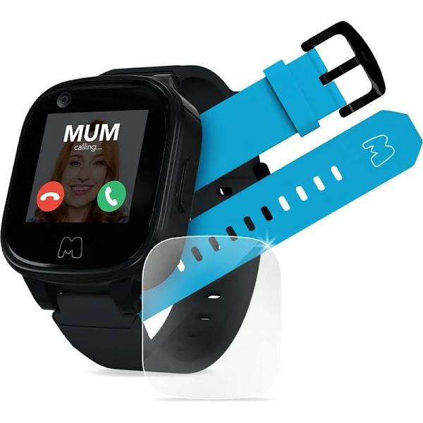 Moochies Connect Smartwatch 4G - Black Bundle [Bonus Navy Strap + Screen Protector]