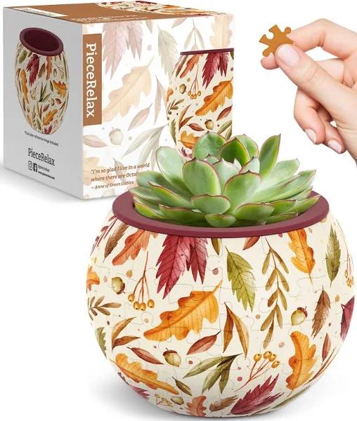 3D Puzzle - 80pc Flowerpot (Dancing Leaves in Fall)