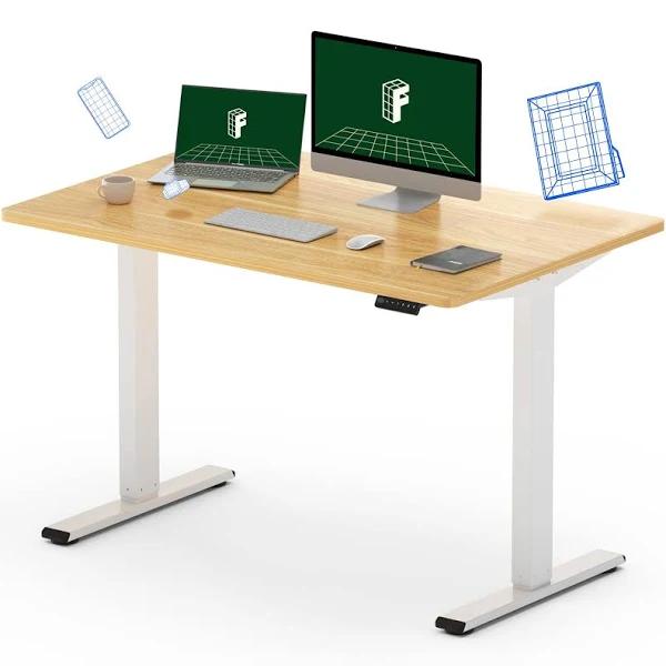 FLEXISPOT Adjustable Height Electric Standing Desk 48 x 24 Inches Whole-Piece Desktop Stand Up Home Office Desk (White Frame + 48" Maple Top)