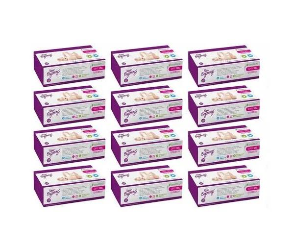 12PK 100pc New Beginnings 20x19cm Bamboo Dry Baby Wipes Fragrance Free Tissue