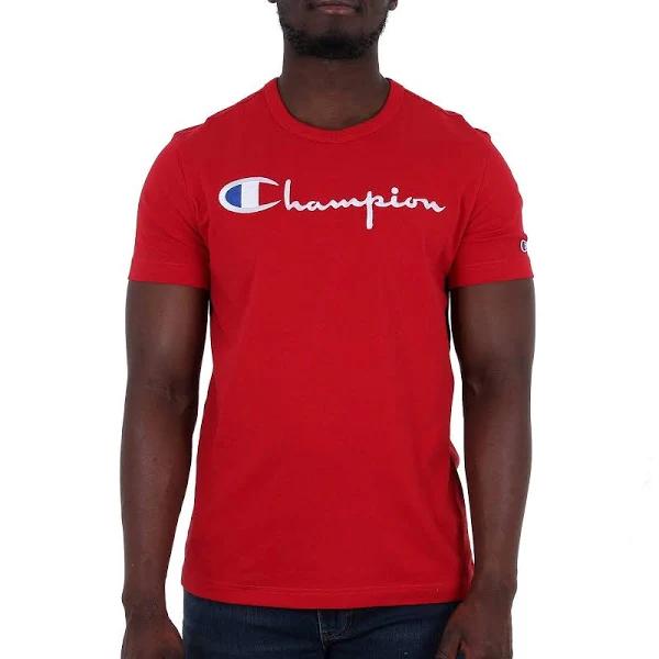 Champion Reverse Weave Script Logo Tee Red