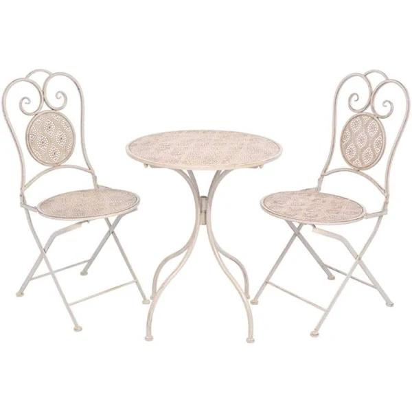 vidaXL - 3 Piece Bistro Set Steel - Greyish White