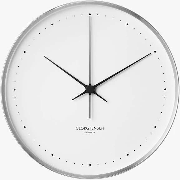 Georg Jensen Henning Koppel Wall Clock, 40 cm, Stainless Steel - White