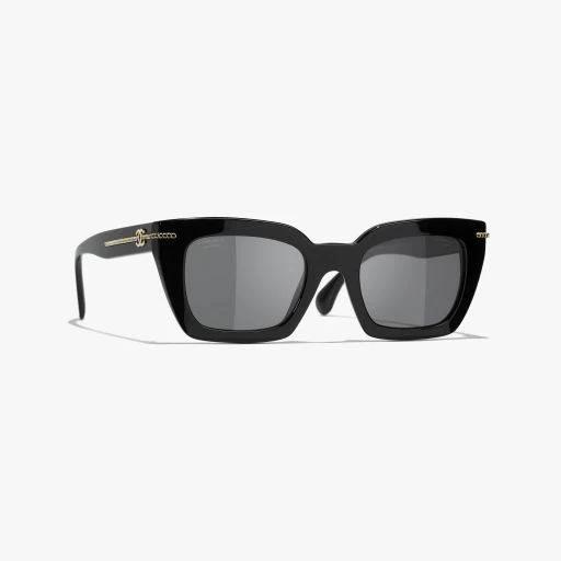 Chanel Square Sunglasses - Acetate, Black - Polarized - UV Protected - Women's Sunglasses - 5509 C622/T8