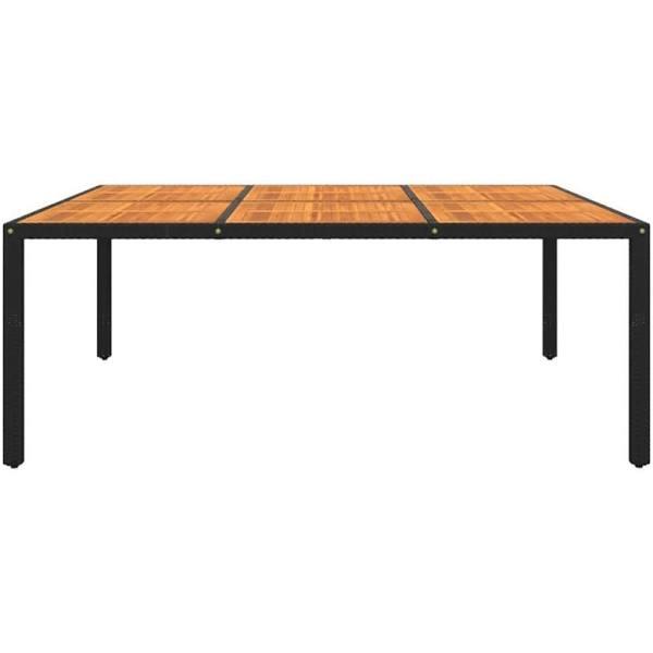 vidaXL Garden Table 200x150x75 cm Acacia Wood and Poly Rattan Black