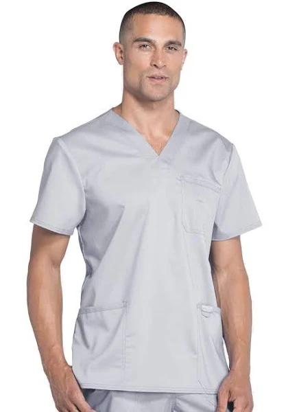 Cherokee Workwear Revolution Men's V-Neck Scrub Top - 4x - Grey