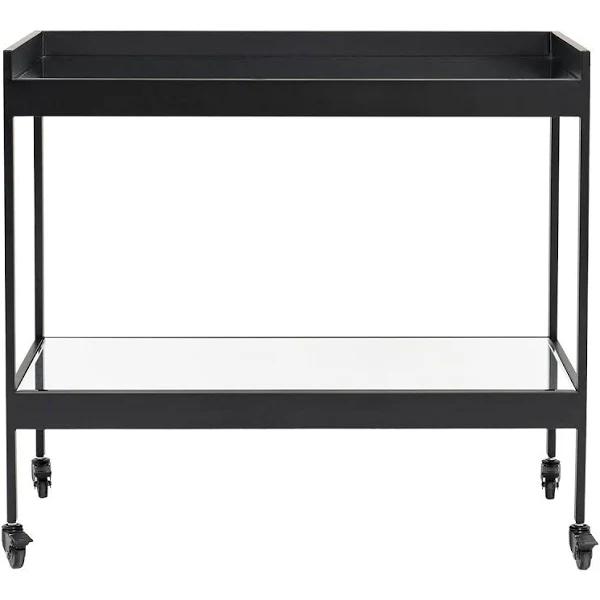 Fenton Mirrored Bar Cart - Black