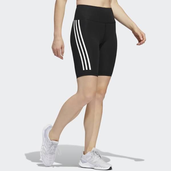 adidas-Optime Trainicons 3-Stripes Bike Short Leggings-Women-Black-L