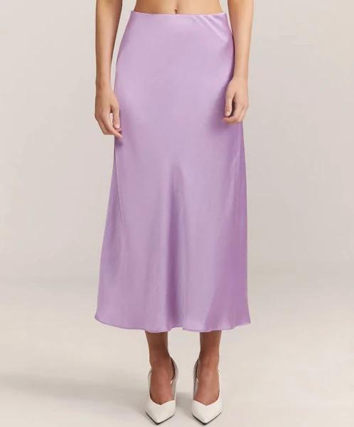 Saba Women's Selena Satin Bias Midi Skirt in Purple Size 10