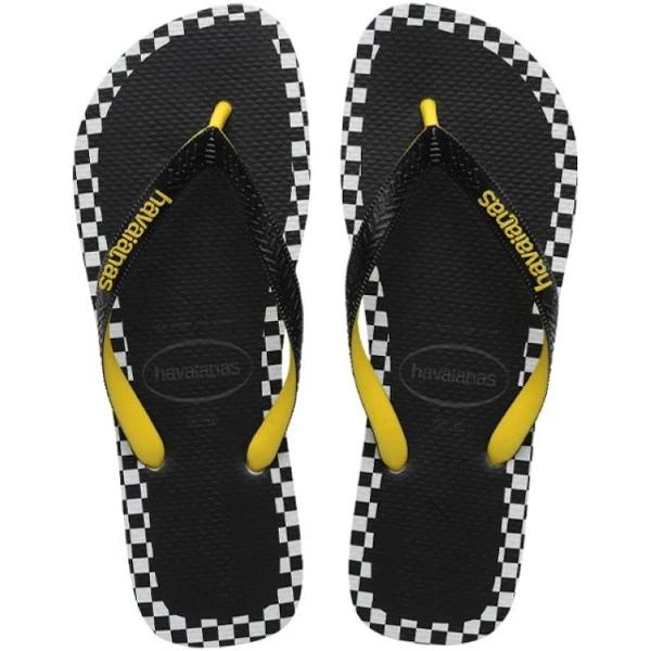 Havaianas Havs Top Checkmate Black & Yellow Thongs. Size 35/36