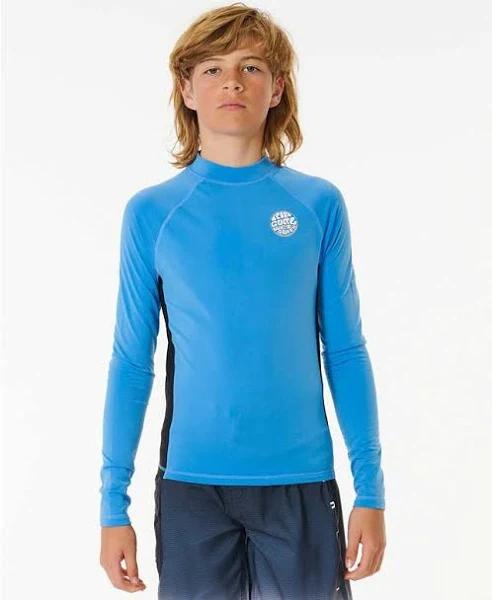 Boy's Rip Curl Icons UV Brushed L/S-Boy Rashvest (Colour: Blue Gum, Size: 14)