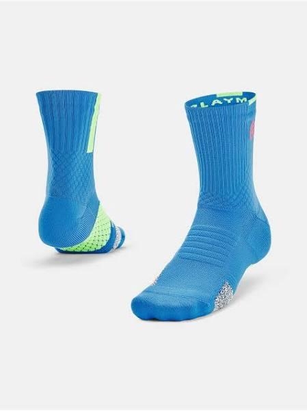 Under Armour Unisex Curry ArmourDry Playmaker Mid-Crew Socks Blue MD