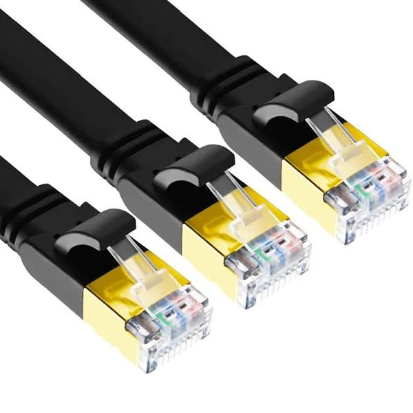 Yauhody Cat 8 Ethernet Cable, 1m 3 Pack High Speed 40Gbps 2000Mhz Flat SFTP Network Cable with Gold Plated RJ45 Connector, Cat8 Internet LAN Patch