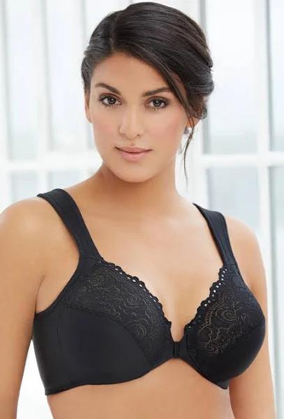 Glamorise Wonderwire Front-Closure Bra - Black - 12D Black