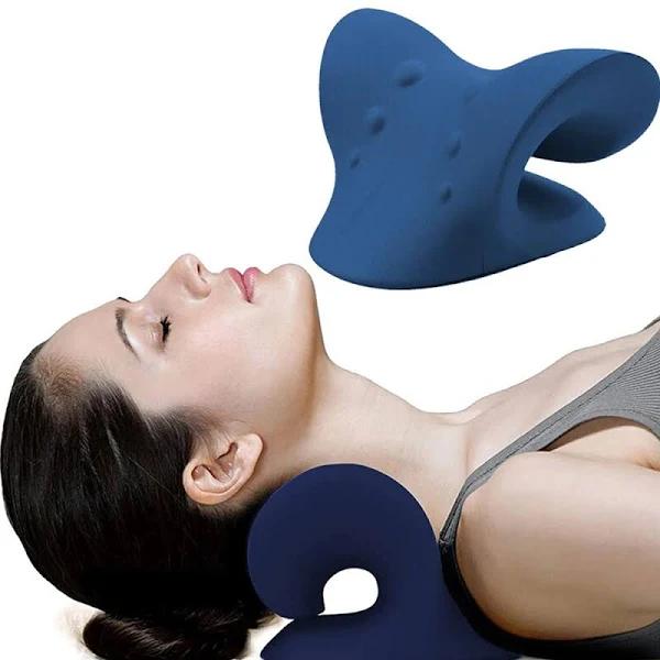 Anyfit Fitness Product Dark Blue Neck Massage Pillow Shoulder Relaxer Cervical Spine Alignment Traction Device Pillow For Body Muscle Pain Relief