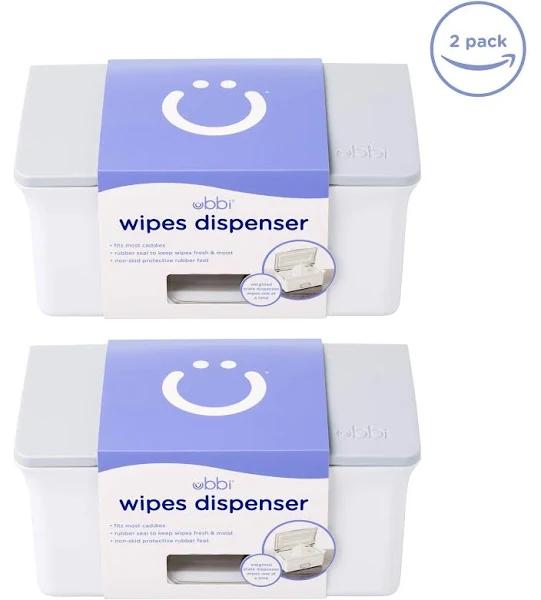 Ubbi Set of 2 Baby Wipes Dispensers with Weighted Plates and Secure Seals, Nursery and Baby Registry Essential To Keep Wipes Fresh and Changing