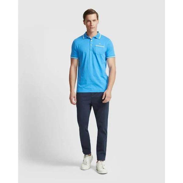 Oxford Nickson Jersey Tipping Polo in Blue XL