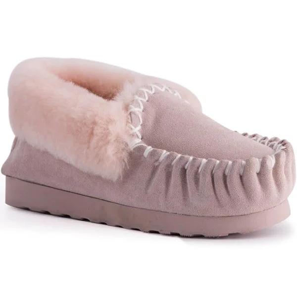 AUS Wooli UGG Women Hand Stitched Sheepskin Moccasin Pale Pink AU 7