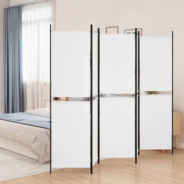 vidaXL 4-Panel Room Divider White 250x200 cm Fabric