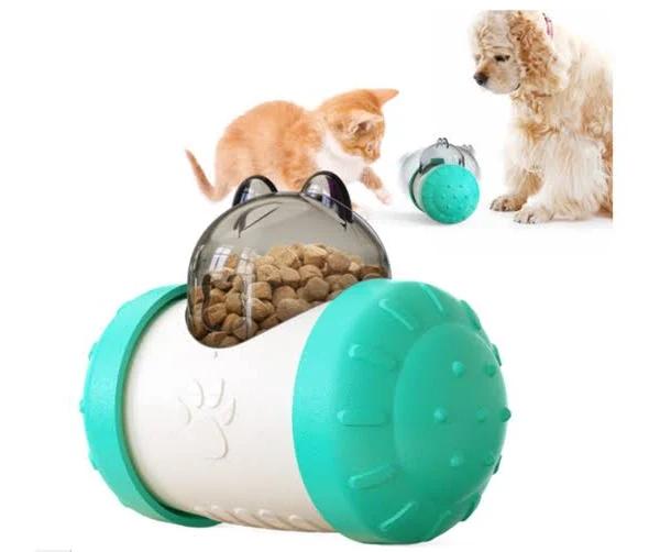 Feeder Ball For Cats Dog Ball Treats Automatic Cat Treat Dispenser Decorative Cat Food Dispenser Interactive Dog Toy Slow Feeder Ball Toy-Blue