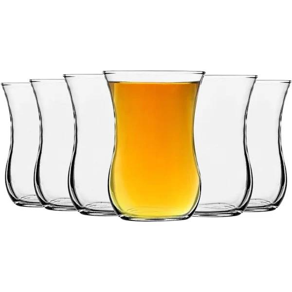 Lav Klasik Glass Tea Cups For Coffee, Hot Drinks - Vintage Style - 115ml - Clear - Pack of 12