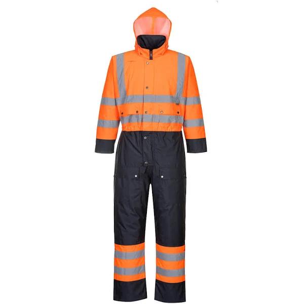 Portwest Hi-Vis Contrast Coverall - Lined S485 Orange/Navy XL