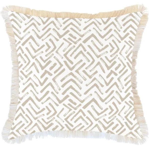 Cushion Cover Coastal Fringe Tribal Beige 60cm x 60cm