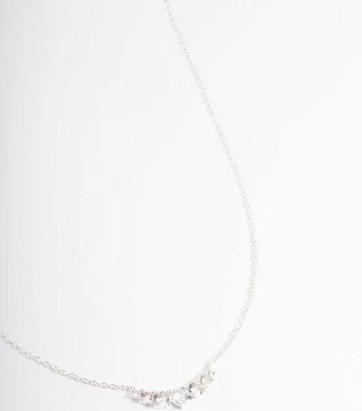 Lovisa Silver Diamante Curve Bar Necklace